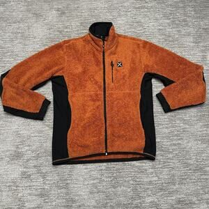 Montura Jacket Mens XL Orange Fleece Full Zip Stand Collar Hiking Outdoor
